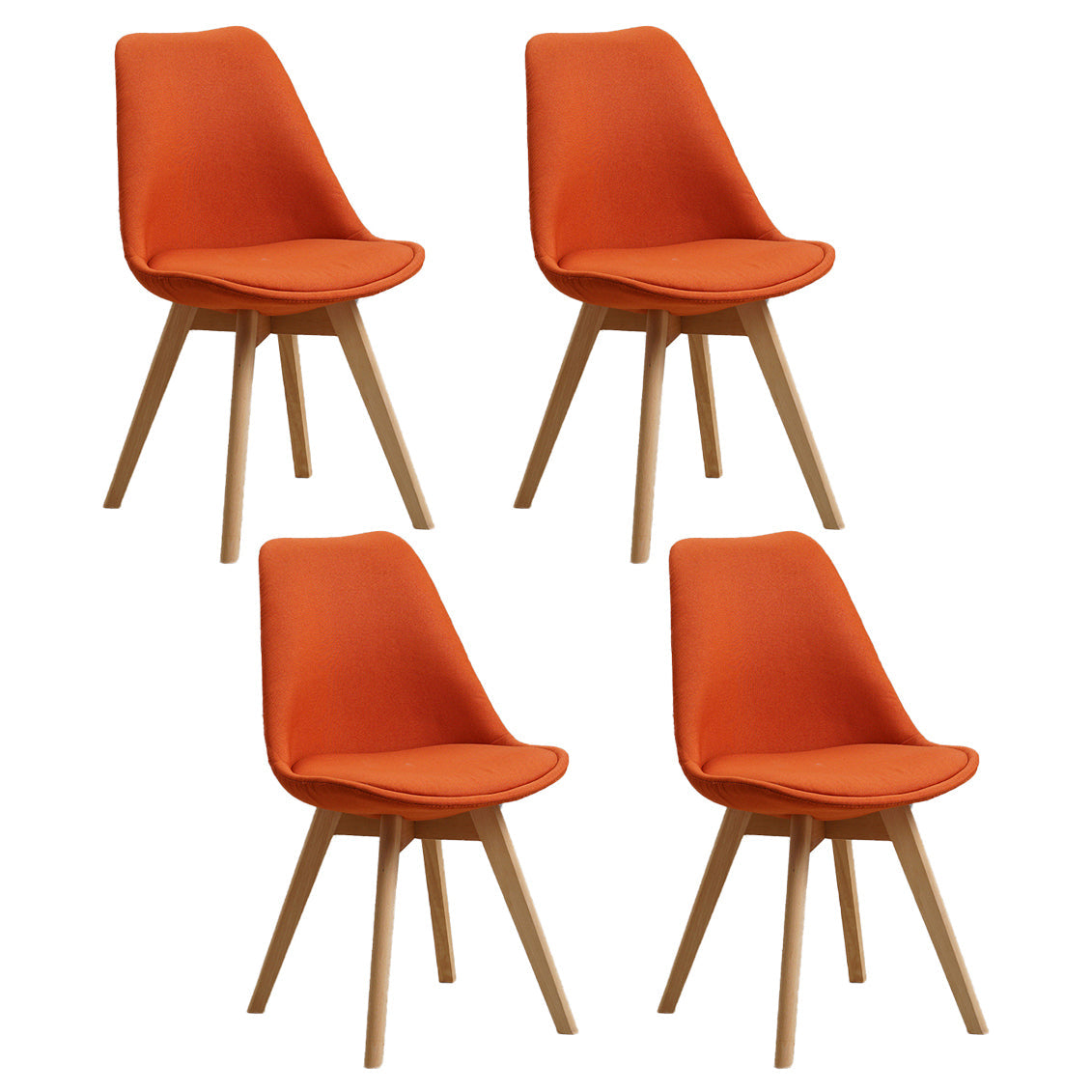 Wood Scandinavian Brasserie Side Chair 17'' Wide Parsons Dining Chairs Orange Red Set of 4 Clearhalo ' kitchen&dining_furn' 'Dining Chairs' 'Dining Tables & Seating' 'dining_chair' 'Furniture' 'furniture_dining_chair' 'Kitchen & Dining Furniture' 'kitchen' 3455057