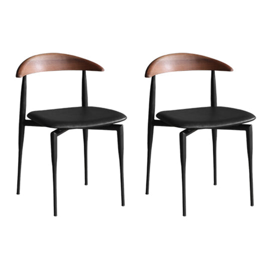 Contemporary Style Wood Dining Side Chairs Cow Horn Armless Chair for Home Use Black Set of 2 Clearhalo ' kitchen&dining_furn' 'Dining Chairs' 'Dining Tables & Seating' 'dining_chair' 'Furniture' 'furniture_dining_chair' 'Kitchen & Dining Furniture' 'kitchen' 3455060