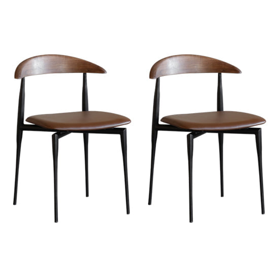 Contemporary Style Wood Dining Side Chairs Cow Horn Armless Chair for Home Use Brown Set of 2 Clearhalo ' kitchen&dining_furn' 'Dining Chairs' 'Dining Tables & Seating' 'dining_chair' 'Furniture' 'furniture_dining_chair' 'Kitchen & Dining Furniture' 'kitchen' 3455066