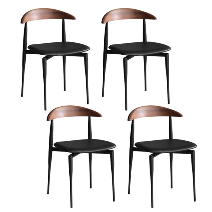 Contemporary Style Wood Dining Side Chairs Cow Horn Armless Chair for Home Use Black Set of 4 Clearhalo ' kitchen&dining_furn' 'Dining Chairs' 'Dining Tables & Seating' 'dining_chair' 'Furniture' 'furniture_dining_chair' 'Kitchen & Dining Furniture' 'kitchen' 3455069