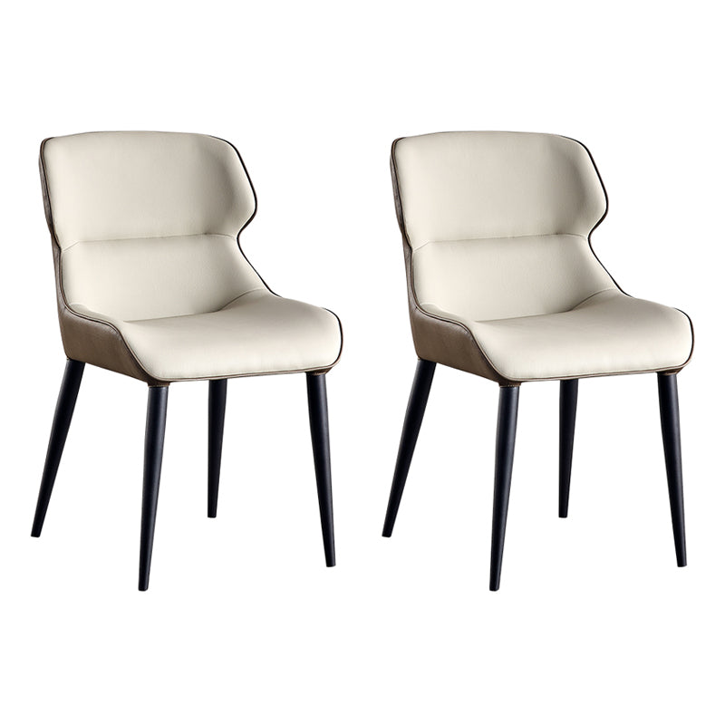 Contemporary Metal Armless Dining Chairs Wingback Side Chair for Home Use Gray-White Set of 2 Clearhalo ' kitchen&dining_furn' 'Dining Chairs' 'Dining Tables & Seating' 'dining_chair' 'Furniture' 'furniture_dining_chair' 'Kitchen & Dining Furniture' 'kitchen' 3455077