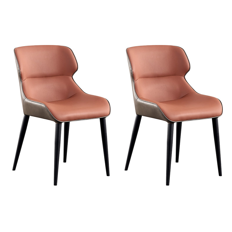 Contemporary Metal Armless Dining Chairs Wingback Side Chair for Home Use Orange Set of 2 Clearhalo ' kitchen&dining_furn' 'Dining Chairs' 'Dining Tables & Seating' 'dining_chair' 'Furniture' 'furniture_dining_chair' 'Kitchen & Dining Furniture' 'kitchen' 3455080