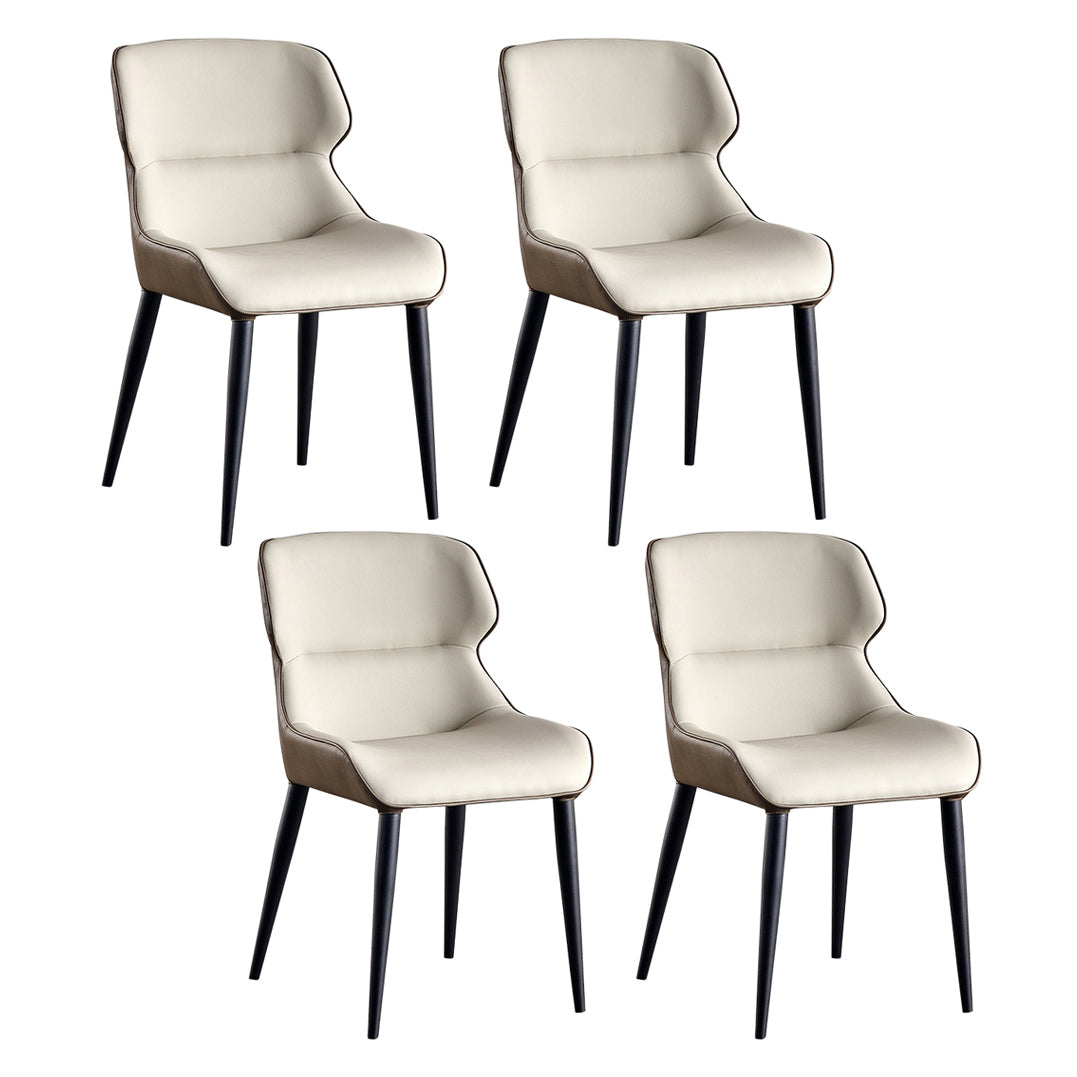 Contemporary Metal Armless Dining Chairs Wingback Side Chair for Home Use Gray-White Set of 4 Clearhalo ' kitchen&dining_furn' 'Dining Chairs' 'Dining Tables & Seating' 'dining_chair' 'Furniture' 'furniture_dining_chair' 'Kitchen & Dining Furniture' 'kitchen' 3455082