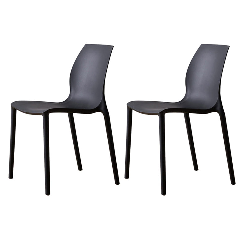 Contemporary Plastic Dining Side Chair Stackable Side Chair Set for Dining Room Black Set of 2 Clearhalo ' kitchen&dining_furn' 'Dining Chairs' 'Dining Tables & Seating' 'dining_chair' 'Furniture' 'furniture_dining_chair' 'Kitchen & Dining Furniture' 'kitchen' 3455105