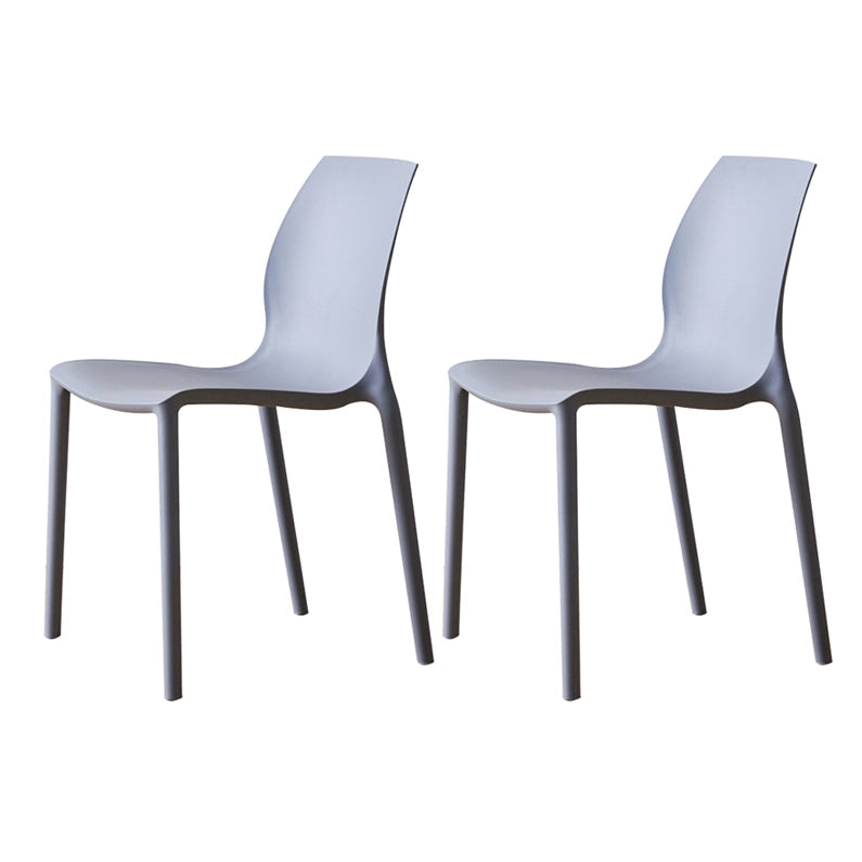 Contemporary Plastic Dining Side Chair Stackable Side Chair Set for Dining Room Grey Set of 2 Clearhalo ' kitchen&dining_furn' 'Dining Chairs' 'Dining Tables & Seating' 'dining_chair' 'Furniture' 'furniture_dining_chair' 'Kitchen & Dining Furniture' 'kitchen' 3455109
