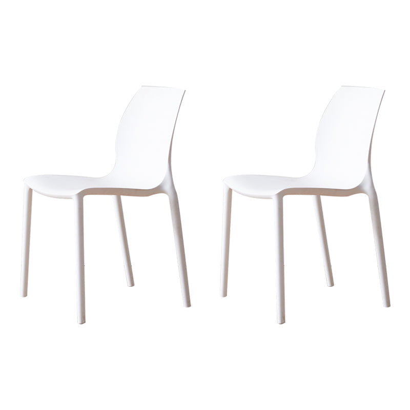 Contemporary Plastic Dining Side Chair Stackable Side Chair Set for Dining Room White Set of 2 Clearhalo ' kitchen&dining_furn' 'Dining Chairs' 'Dining Tables & Seating' 'dining_chair' 'Furniture' 'furniture_dining_chair' 'Kitchen & Dining Furniture' 'kitchen' 3455111