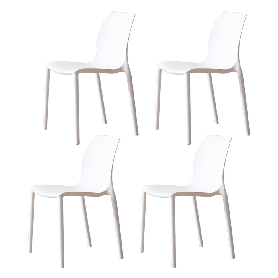 Contemporary Plastic Dining Side Chair Stackable Side Chair Set for Dining Room White Set of 4 Clearhalo ' kitchen&dining_furn' 'Dining Chairs' 'Dining Tables & Seating' 'dining_chair' 'Furniture' 'furniture_dining_chair' 'Kitchen & Dining Furniture' 'kitchen' 3455112