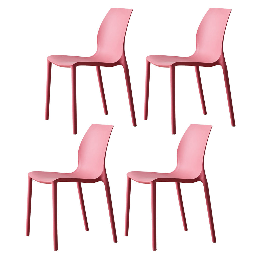 Contemporary Plastic Dining Side Chair Stackable Side Chair Set for Dining Room Red Set of 4 Clearhalo ' kitchen&dining_furn' 'Dining Chairs' 'Dining Tables & Seating' 'dining_chair' 'Furniture' 'furniture_dining_chair' 'Kitchen & Dining Furniture' 'kitchen' 3455114