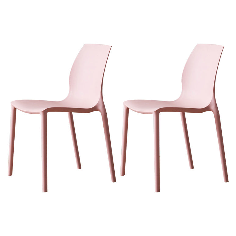Contemporary Plastic Dining Side Chair Stackable Side Chair Set for Dining Room Pink Set of 2 Clearhalo ' kitchen&dining_furn' 'Dining Chairs' 'Dining Tables & Seating' 'dining_chair' 'Furniture' 'furniture_dining_chair' 'Kitchen & Dining Furniture' 'kitchen' 3455115