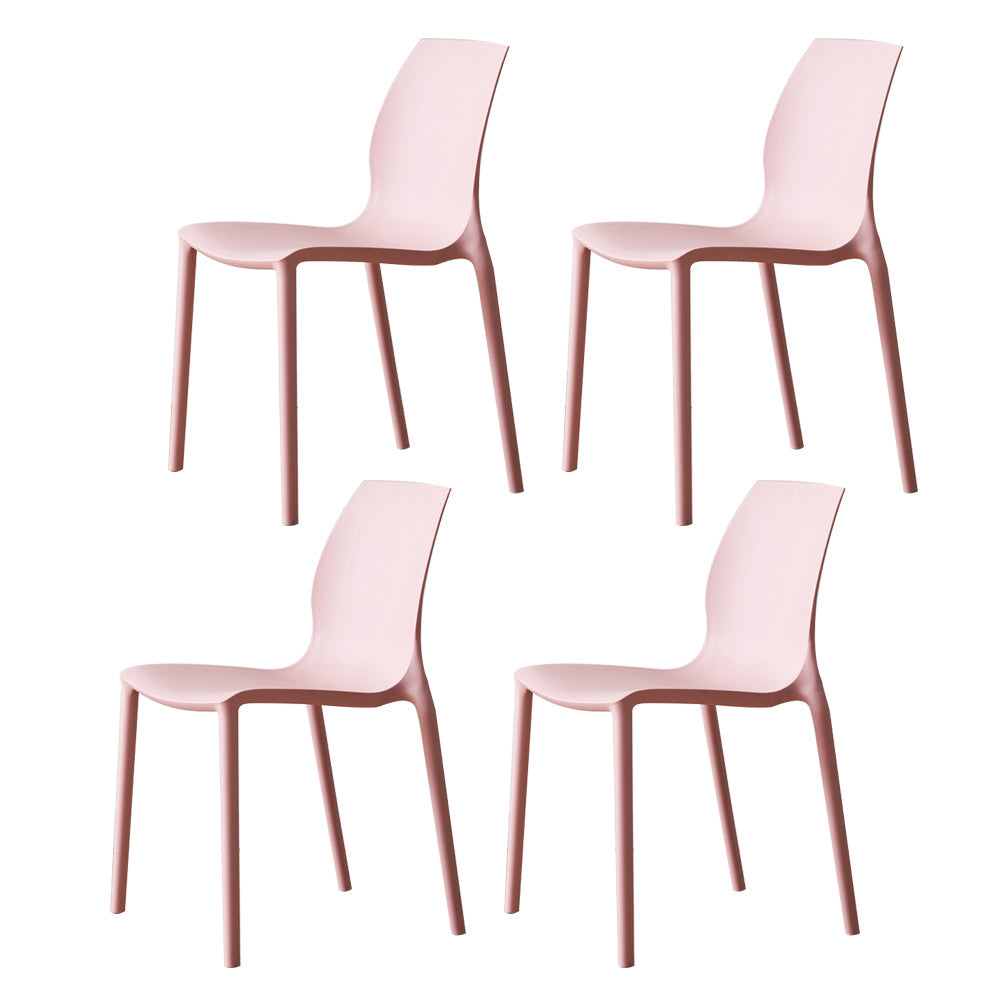 Contemporary Plastic Dining Side Chair Stackable Side Chair Set for Dining Room Pink Set of 4 Clearhalo ' kitchen&dining_furn' 'Dining Chairs' 'Dining Tables & Seating' 'dining_chair' 'Furniture' 'furniture_dining_chair' 'Kitchen & Dining Furniture' 'kitchen' 3455116