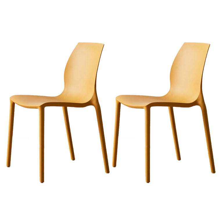 Contemporary Plastic Dining Side Chair Stackable Side Chair Set for Dining Room Yellow Set of 2 Clearhalo ' kitchen&dining_furn' 'Dining Chairs' 'Dining Tables & Seating' 'dining_chair' 'Furniture' 'furniture_dining_chair' 'Kitchen & Dining Furniture' 'kitchen' 3455117