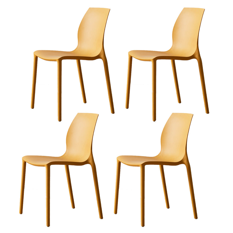 Contemporary Plastic Dining Side Chair Stackable Side Chair Set for Dining Room Yellow Set of 4 Clearhalo ' kitchen&dining_furn' 'Dining Chairs' 'Dining Tables & Seating' 'dining_chair' 'Furniture' 'furniture_dining_chair' 'Kitchen & Dining Furniture' 'kitchen' 3455118