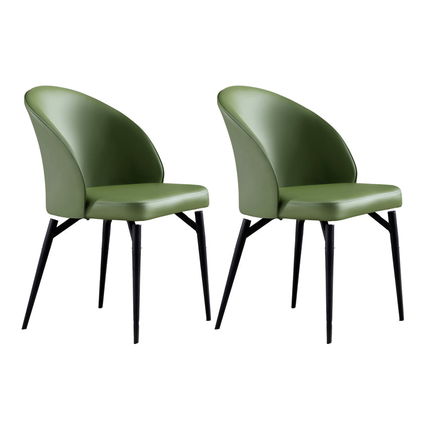 Metal Base Indoor Chair 20'' Wide Parsons Leather Chair for Restaurant Blackish Green Set of 2 Clearhalo ' kitchen&dining_furn' 'Dining Chairs' 'Dining Tables & Seating' 'dining_chair' 'Furniture' 'furniture_dining_chair' 'Kitchen & Dining Furniture' 'kitchen' 3455135