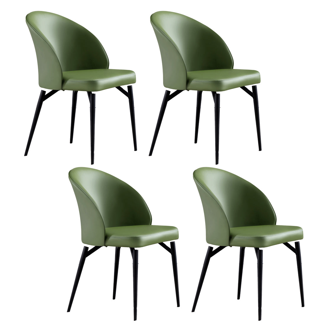Metal Base Indoor Chair 20'' Wide Parsons Leather Chair for Restaurant Blackish Green Set of 4 Clearhalo ' kitchen&dining_furn' 'Dining Chairs' 'Dining Tables & Seating' 'dining_chair' 'Furniture' 'furniture_dining_chair' 'Kitchen & Dining Furniture' 'kitchen' 3455137