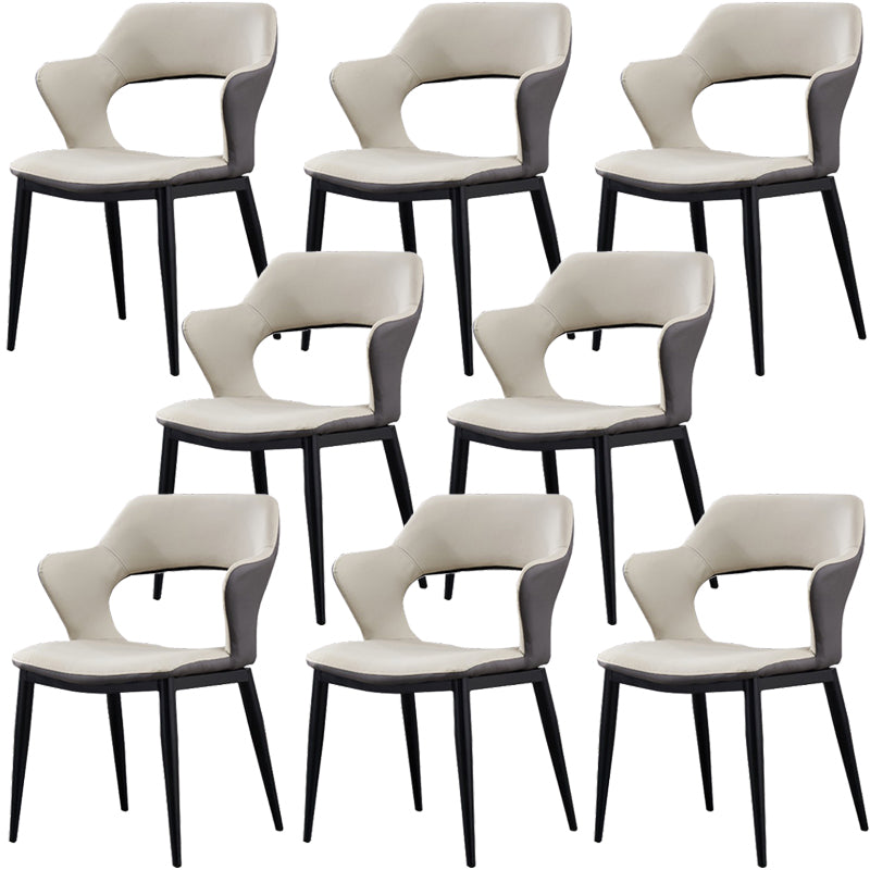 Contemporary Dining Chair Upholstered Open Back Dining Side Chair for Home Off-White Set of 8 Clearhalo ' kitchen&dining_furn' 'Dining Chairs' 'Dining Tables & Seating' 'dining_chair' 'Furniture' 'furniture_dining_chair' 'Kitchen & Dining Furniture' 'kitchen' 3455167