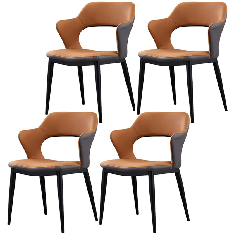 Contemporary Dining Chair Upholstered Open Back Dining Side Chair for Home Orange Set of 4 Clearhalo ' kitchen&dining_furn' 'Dining Chairs' 'Dining Tables & Seating' 'dining_chair' 'Furniture' 'furniture_dining_chair' 'Kitchen & Dining Furniture' 'kitchen' 3455172