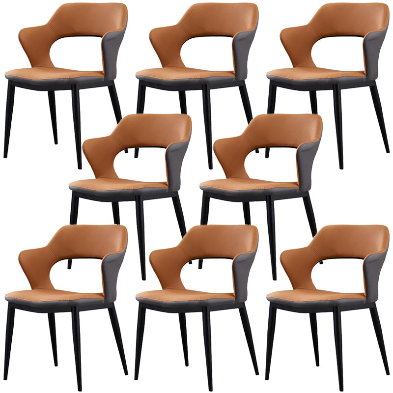 Contemporary Dining Chair Upholstered Open Back Dining Side Chair for Home Orange Set of 8 Clearhalo ' kitchen&dining_furn' 'Dining Chairs' 'Dining Tables & Seating' 'dining_chair' 'Furniture' 'furniture_dining_chair' 'Kitchen & Dining Furniture' 'kitchen' 3455174