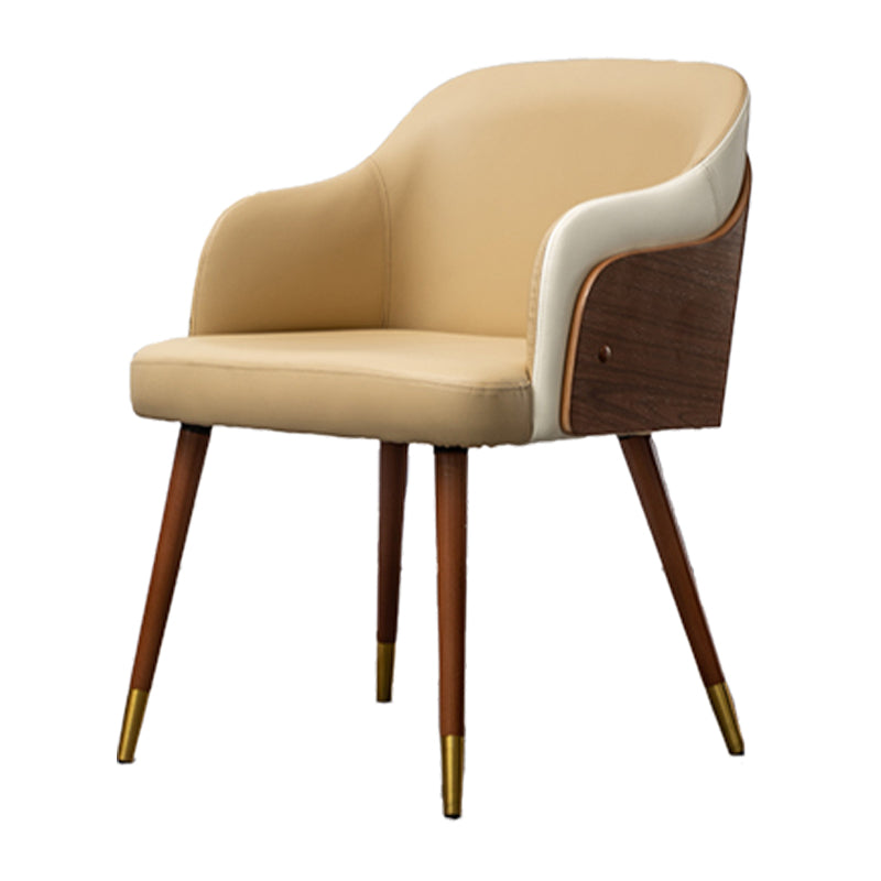 Contemporary Square Dining Side Chair Parsons Arm Chair for Kitchen with Wooden Legs Khaki 1 Piece Clearhalo ' kitchen&dining_furn' 'Dining Chairs' 'Dining Tables & Seating' 'dining_chair' 'Furniture' 'furniture_dining_chair' 'Kitchen & Dining Furniture' 'kitchen' 3455184