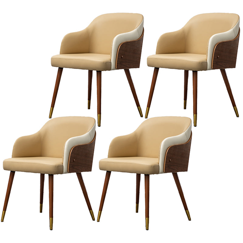 Contemporary Square Dining Side Chair Parsons Arm Chair for Kitchen with Wooden Legs Khaki Set of 4 Clearhalo ' kitchen&dining_furn' 'Dining Chairs' 'Dining Tables & Seating' 'dining_chair' 'Furniture' 'furniture_dining_chair' 'Kitchen & Dining Furniture' 'kitchen' 3455188