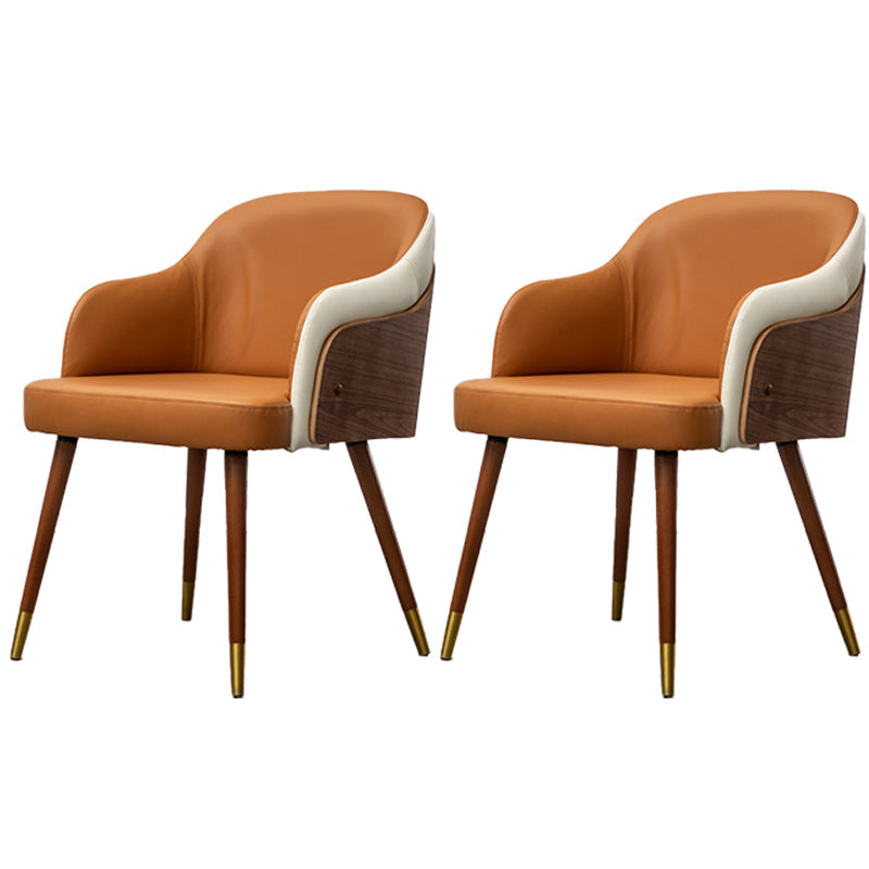 Contemporary Square Dining Side Chair Parsons Arm Chair for Kitchen with Wooden Legs Orange Set of 2 Clearhalo ' kitchen&dining_furn' 'Dining Chairs' 'Dining Tables & Seating' 'dining_chair' 'Furniture' 'furniture_dining_chair' 'Kitchen & Dining Furniture' 'kitchen' 3455190