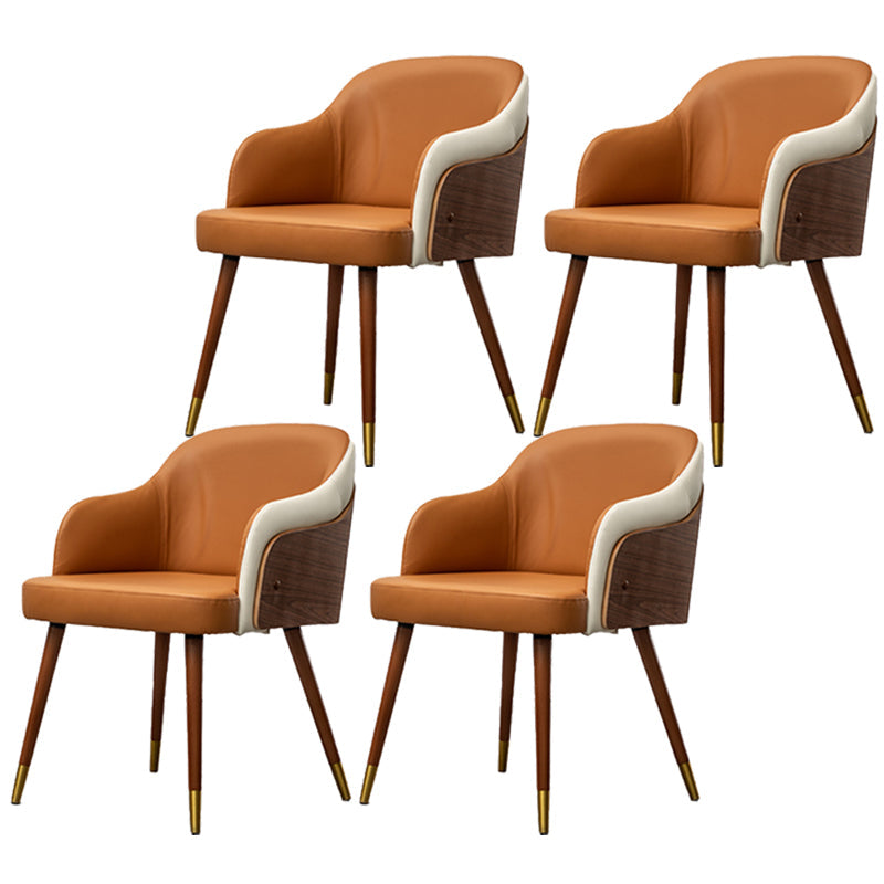 Contemporary Square Dining Side Chair Parsons Arm Chair for Kitchen with Wooden Legs Orange Set of 4 Clearhalo ' kitchen&dining_furn' 'Dining Chairs' 'Dining Tables & Seating' 'dining_chair' 'Furniture' 'furniture_dining_chair' 'Kitchen & Dining Furniture' 'kitchen' 3455191