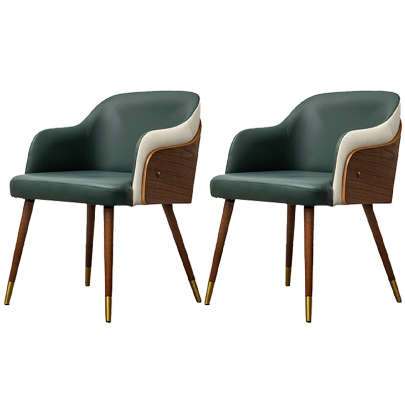 Contemporary Square Dining Side Chair Parsons Arm Chair for Kitchen with Wooden Legs Blackish Green Set of 2 Clearhalo ' kitchen&dining_furn' 'Dining Chairs' 'Dining Tables & Seating' 'dining_chair' 'Furniture' 'furniture_dining_chair' 'Kitchen & Dining Furniture' 'kitchen' 3455193