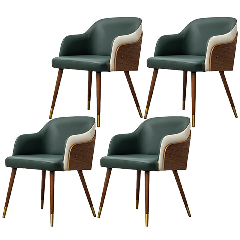 Contemporary Square Dining Side Chair Parsons Arm Chair for Kitchen with Wooden Legs Blackish Green Set of 4 Clearhalo ' kitchen&dining_furn' 'Dining Chairs' 'Dining Tables & Seating' 'dining_chair' 'Furniture' 'furniture_dining_chair' 'Kitchen & Dining Furniture' 'kitchen' 3455195