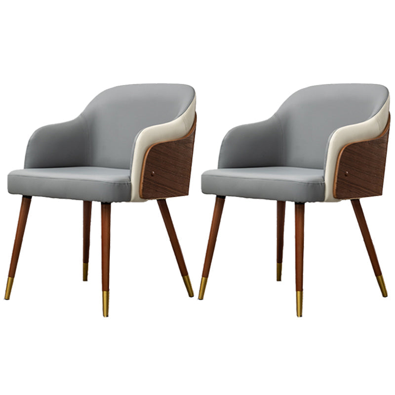 Contemporary Square Dining Side Chair Parsons Arm Chair for Kitchen with Wooden Legs Light Gray Set of 2 Clearhalo ' kitchen&dining_furn' 'Dining Chairs' 'Dining Tables & Seating' 'dining_chair' 'Furniture' 'furniture_dining_chair' 'Kitchen & Dining Furniture' 'kitchen' 3455200