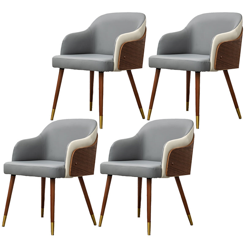 Contemporary Square Dining Side Chair Parsons Arm Chair for Kitchen with Wooden Legs Light Gray Set of 4 Clearhalo ' kitchen&dining_furn' 'Dining Chairs' 'Dining Tables & Seating' 'dining_chair' 'Furniture' 'furniture_dining_chair' 'Kitchen & Dining Furniture' 'kitchen' 3455201