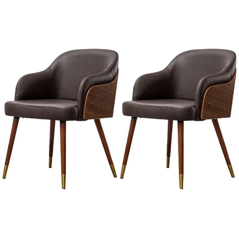 Contemporary Square Dining Side Chair Parsons Arm Chair for Kitchen with Wooden Legs Brown Set of 2 Clearhalo ' kitchen&dining_furn' 'Dining Chairs' 'Dining Tables & Seating' 'dining_chair' 'Furniture' 'furniture_dining_chair' 'Kitchen & Dining Furniture' 'kitchen' 3455204