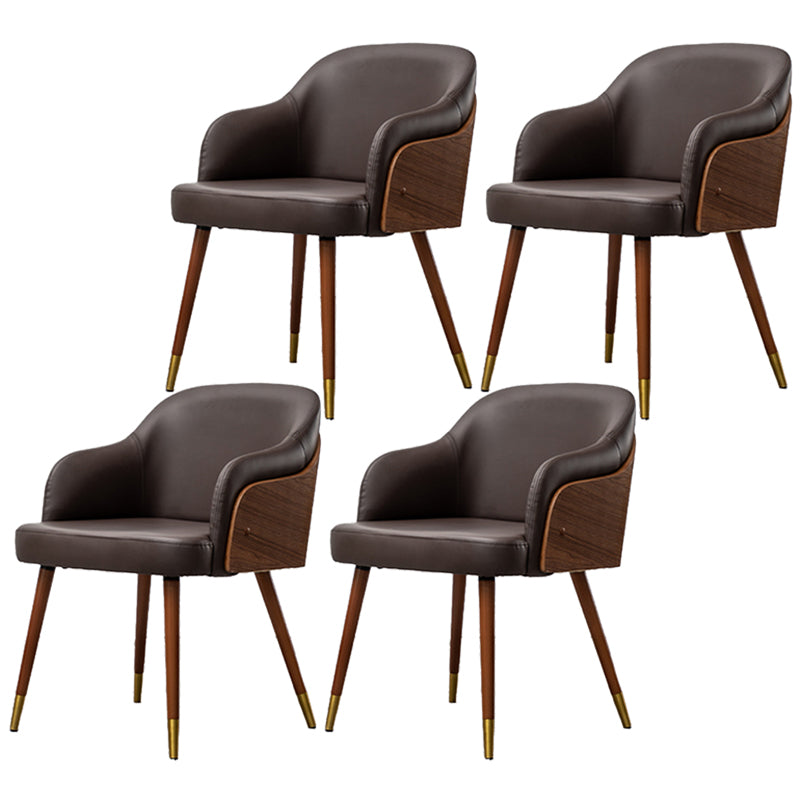 Contemporary Square Dining Side Chair Parsons Arm Chair for Kitchen with Wooden Legs Brown Set of 4 Clearhalo ' kitchen&dining_furn' 'Dining Chairs' 'Dining Tables & Seating' 'dining_chair' 'Furniture' 'furniture_dining_chair' 'Kitchen & Dining Furniture' 'kitchen' 3455205