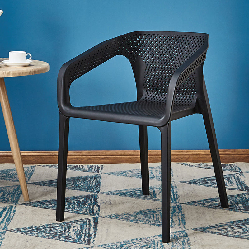 Glam Style 20'' Wide Plastic Side Chair Solid Back Chair with 4 Legs For Home Use Black 1 Piece Clearhalo ' kitchen&dining_furn' 'Dining Chairs' 'Dining Tables & Seating' 'dining_chair' 'Furniture' 'furniture_dining_chair' 'Kitchen & Dining Furniture' 'kitchen' 3455214