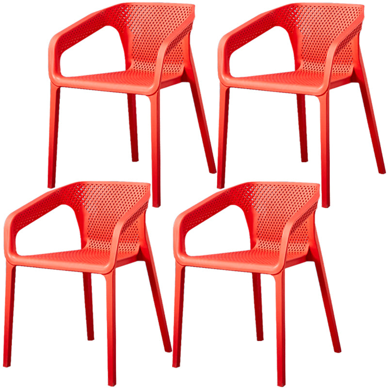 Glam Style 20'' Wide Plastic Side Chair Solid Back Chair with 4 Legs For Home Use Red Set of 4 Clearhalo ' kitchen&dining_furn' 'Dining Chairs' 'Dining Tables & Seating' 'dining_chair' 'Furniture' 'furniture_dining_chair' 'Kitchen & Dining Furniture' 'kitchen' 3455218