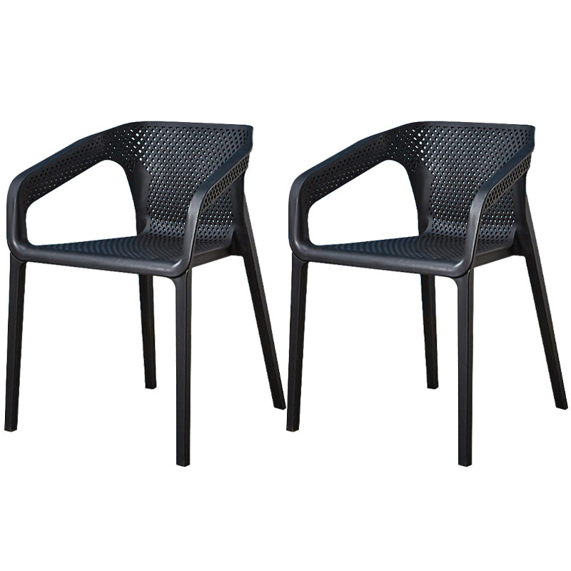Glam Style 20'' Wide Plastic Side Chair Solid Back Chair with 4 Legs For Home Use Black Set of 2 Clearhalo ' kitchen&dining_furn' 'Dining Chairs' 'Dining Tables & Seating' 'dining_chair' 'Furniture' 'furniture_dining_chair' 'Kitchen & Dining Furniture' 'kitchen' 3455224