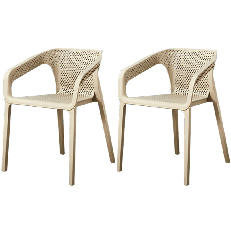 Glam Style 20'' Wide Plastic Side Chair Solid Back Chair with 4 Legs For Home Use Beige Set of 2 Clearhalo ' kitchen&dining_furn' 'Dining Chairs' 'Dining Tables & Seating' 'dining_chair' 'Furniture' 'furniture_dining_chair' 'Kitchen & Dining Furniture' 'kitchen' 3455229