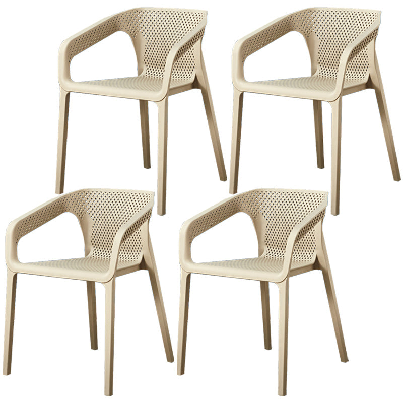 Glam Style 20'' Wide Plastic Side Chair Solid Back Chair with 4 Legs For Home Use Beige Set of 4 Clearhalo ' kitchen&dining_furn' 'Dining Chairs' 'Dining Tables & Seating' 'dining_chair' 'Furniture' 'furniture_dining_chair' 'Kitchen & Dining Furniture' 'kitchen' 3455230