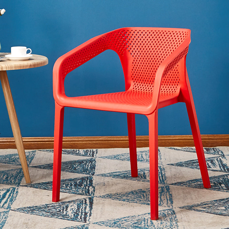 Glam Style 20'' Wide Plastic Side Chair Solid Back Chair with 4 Legs For Home Use Red 1 Piece Clearhalo ' kitchen&dining_furn' 'Dining Chairs' 'Dining Tables & Seating' 'dining_chair' 'Furniture' 'furniture_dining_chair' 'Kitchen & Dining Furniture' 'kitchen' 3455238