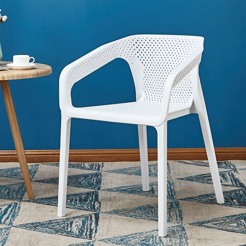 Glam Style 20'' Wide Plastic Side Chair Solid Back Chair with 4 Legs For Home Use White 1 Piece Clearhalo ' kitchen&dining_furn' 'Dining Chairs' 'Dining Tables & Seating' 'dining_chair' 'Furniture' 'furniture_dining_chair' 'Kitchen & Dining Furniture' 'kitchen' 3455240