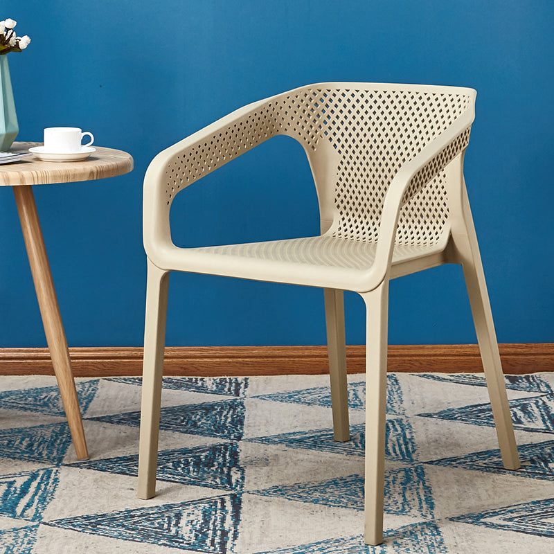 Glam Style 20'' Wide Plastic Side Chair Solid Back Chair with 4 Legs For Home Use Beige 1 Piece Clearhalo ' kitchen&dining_furn' 'Dining Chairs' 'Dining Tables & Seating' 'dining_chair' 'Furniture' 'furniture_dining_chair' 'Kitchen & Dining Furniture' 'kitchen' 3455241