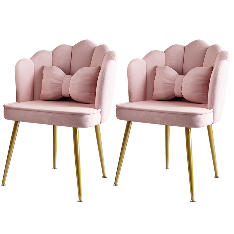 Glam Style 16.5'' Wide Dining Room Chair Solid Back Chair with 4 Metal Legs for Home Use Pink Brass Gold Set of 2 Clearhalo ' kitchen&dining_furn' 'Dining Chairs' 'Dining Tables & Seating' 'dining_chair' 'Furniture' 'furniture_dining_chair' 'Kitchen & Dining Furniture' 'kitchen' 3455283