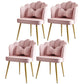 Glam Style 16.5'' Wide Dining Room Chair Solid Back Chair with 4 Metal Legs for Home Use Pink Brass Gold Set of 4 Clearhalo ' kitchen&dining_furn' 'Dining Chairs' 'Dining Tables & Seating' 'dining_chair' 'Furniture' 'furniture_dining_chair' 'Kitchen & Dining Furniture' 'kitchen' 3455284