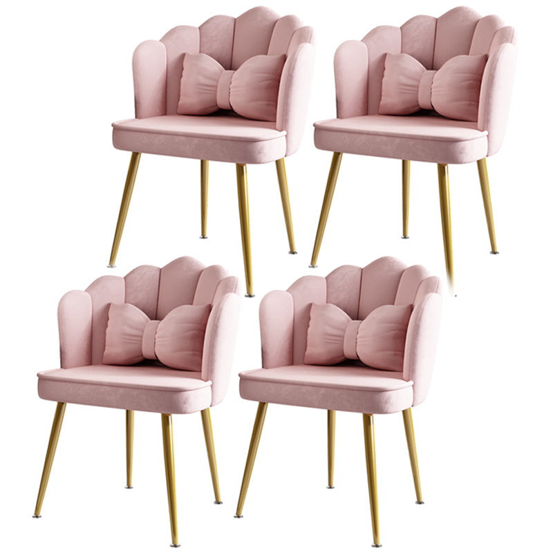 Glam Style 16.5'' Wide Dining Room Chair Solid Back Chair with 4 Metal Legs for Home Use Pink Brass Gold Set of 4 Clearhalo ' kitchen&dining_furn' 'Dining Chairs' 'Dining Tables & Seating' 'dining_chair' 'Furniture' 'furniture_dining_chair' 'Kitchen & Dining Furniture' 'kitchen' 3455284