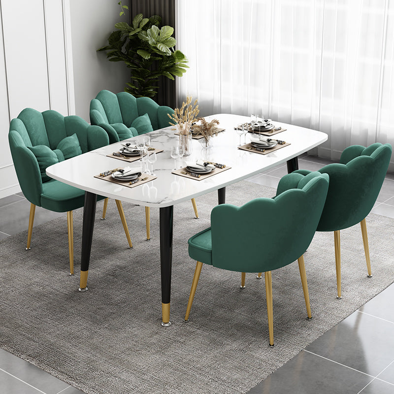 Glam Style 16.5'' Wide Dining Room Chair Solid Back Chair with 4 Metal Legs for Home Use Clearhalo ' kitchen&dining_furn' 'Dining Chairs' 'Dining Tables & Seating' 'dining_chair' 'Furniture' 'furniture_dining_chair' 'Kitchen & Dining Furniture' 'kitchen' 3455285