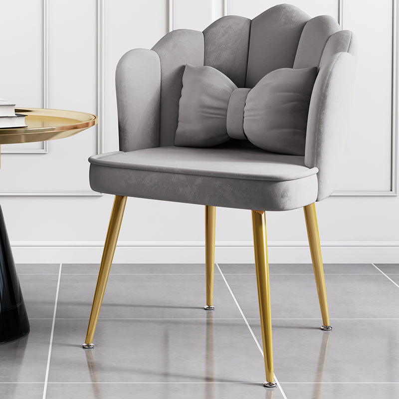 Glam Style 16.5'' Wide Dining Room Chair Solid Back Chair with 4 Metal Legs for Home Use Grey Brass Gold 1 Piece Clearhalo ' kitchen&dining_furn' 'Dining Chairs' 'Dining Tables & Seating' 'dining_chair' 'Furniture' 'furniture_dining_chair' 'Kitchen & Dining Furniture' 'kitchen' 3455286