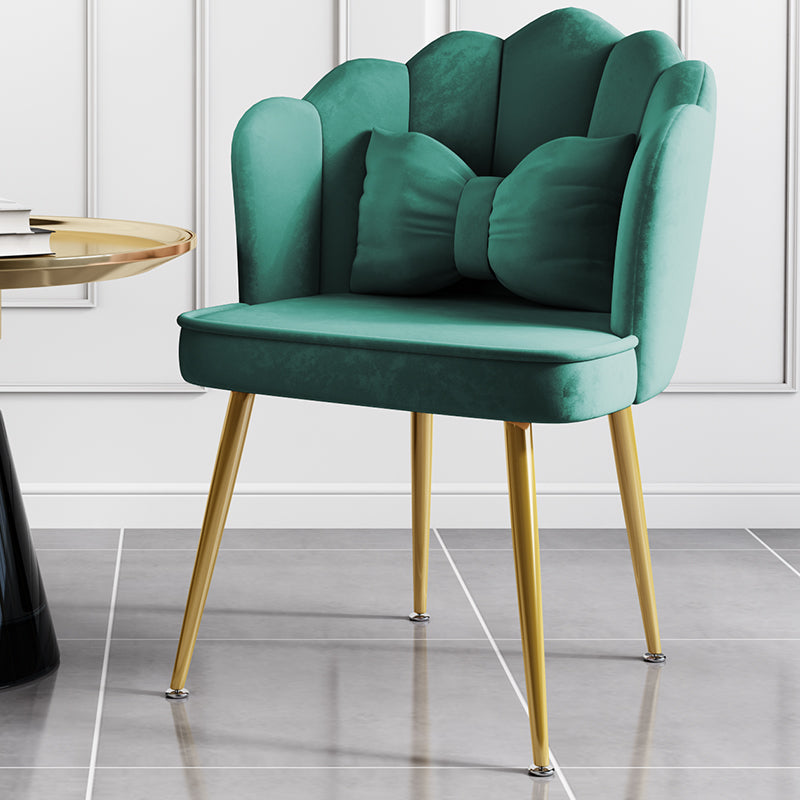 Glam Style 16.5'' Wide Dining Room Chair Solid Back Chair with 4 Metal Legs for Home Use Green Brass Gold 1 Piece Clearhalo ' kitchen&dining_furn' 'Dining Chairs' 'Dining Tables & Seating' 'dining_chair' 'Furniture' 'furniture_dining_chair' 'Kitchen & Dining Furniture' 'kitchen' 3455299