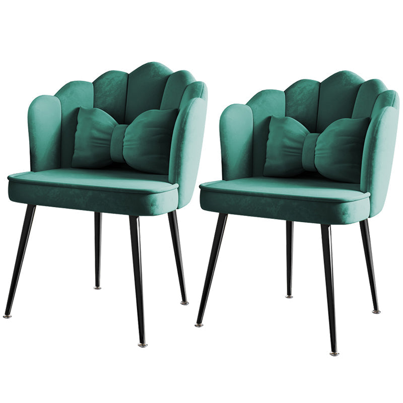 Glam Style 16.5'' Wide Dining Room Chair Solid Back Chair with 4 Metal Legs for Home Use Green Black Set of 2 Clearhalo ' kitchen&dining_furn' 'Dining Chairs' 'Dining Tables & Seating' 'dining_chair' 'Furniture' 'furniture_dining_chair' 'Kitchen & Dining Furniture' 'kitchen' 3455307