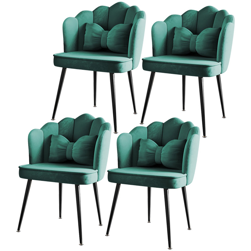 Glam Style 16.5'' Wide Dining Room Chair Solid Back Chair with 4 Metal Legs for Home Use Green Black Set of 4 Clearhalo ' kitchen&dining_furn' 'Dining Chairs' 'Dining Tables & Seating' 'dining_chair' 'Furniture' 'furniture_dining_chair' 'Kitchen & Dining Furniture' 'kitchen' 3455308