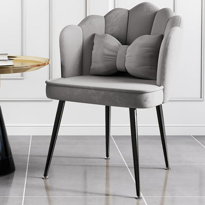 Glam Style 16.5'' Wide Dining Room Chair Solid Back Chair with 4 Metal Legs for Home Use Grey Black 1 Piece Clearhalo ' kitchen&dining_furn' 'Dining Chairs' 'Dining Tables & Seating' 'dining_chair' 'Furniture' 'furniture_dining_chair' 'Kitchen & Dining Furniture' 'kitchen' 3455309