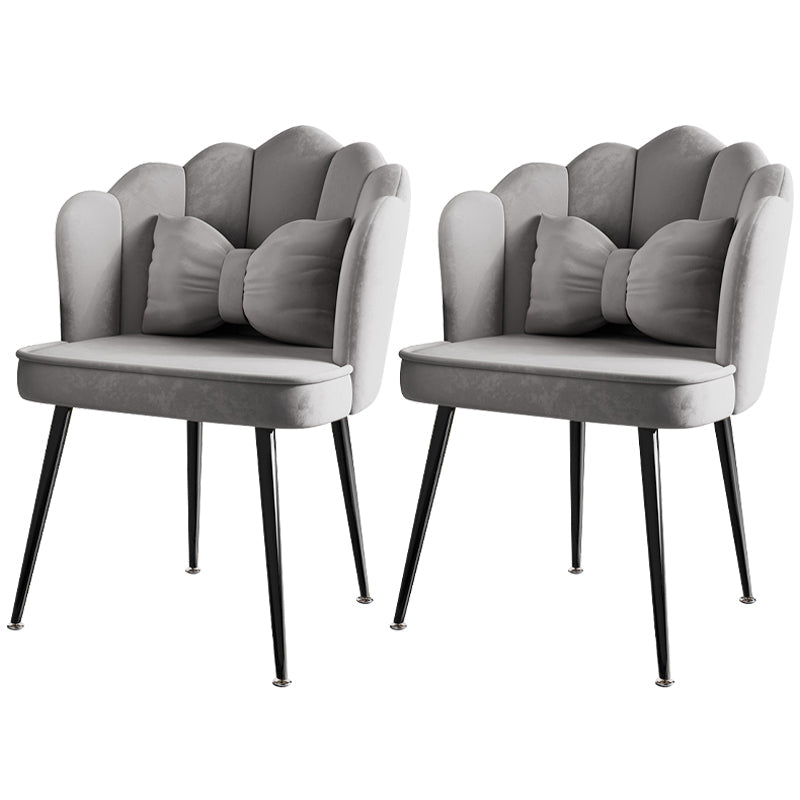 Glam Style 16.5'' Wide Dining Room Chair Solid Back Chair with 4 Metal Legs for Home Use Grey Black Set of 2 Clearhalo ' kitchen&dining_furn' 'Dining Chairs' 'Dining Tables & Seating' 'dining_chair' 'Furniture' 'furniture_dining_chair' 'Kitchen & Dining Furniture' 'kitchen' 3455310