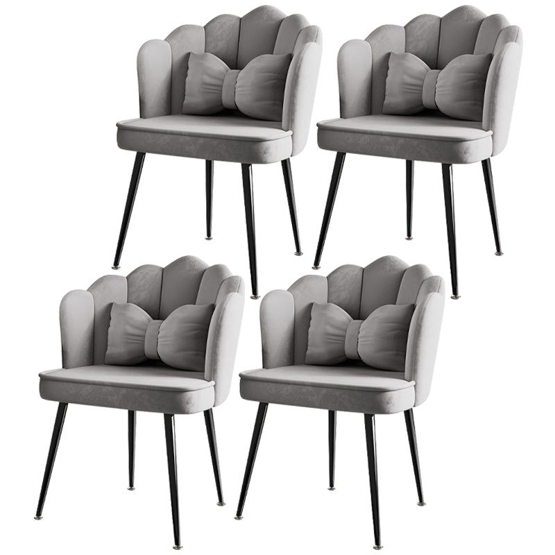 Glam Style 16.5'' Wide Dining Room Chair Solid Back Chair with 4 Metal Legs for Home Use Grey Black Set of 4 Clearhalo ' kitchen&dining_furn' 'Dining Chairs' 'Dining Tables & Seating' 'dining_chair' 'Furniture' 'furniture_dining_chair' 'Kitchen & Dining Furniture' 'kitchen' 3455311